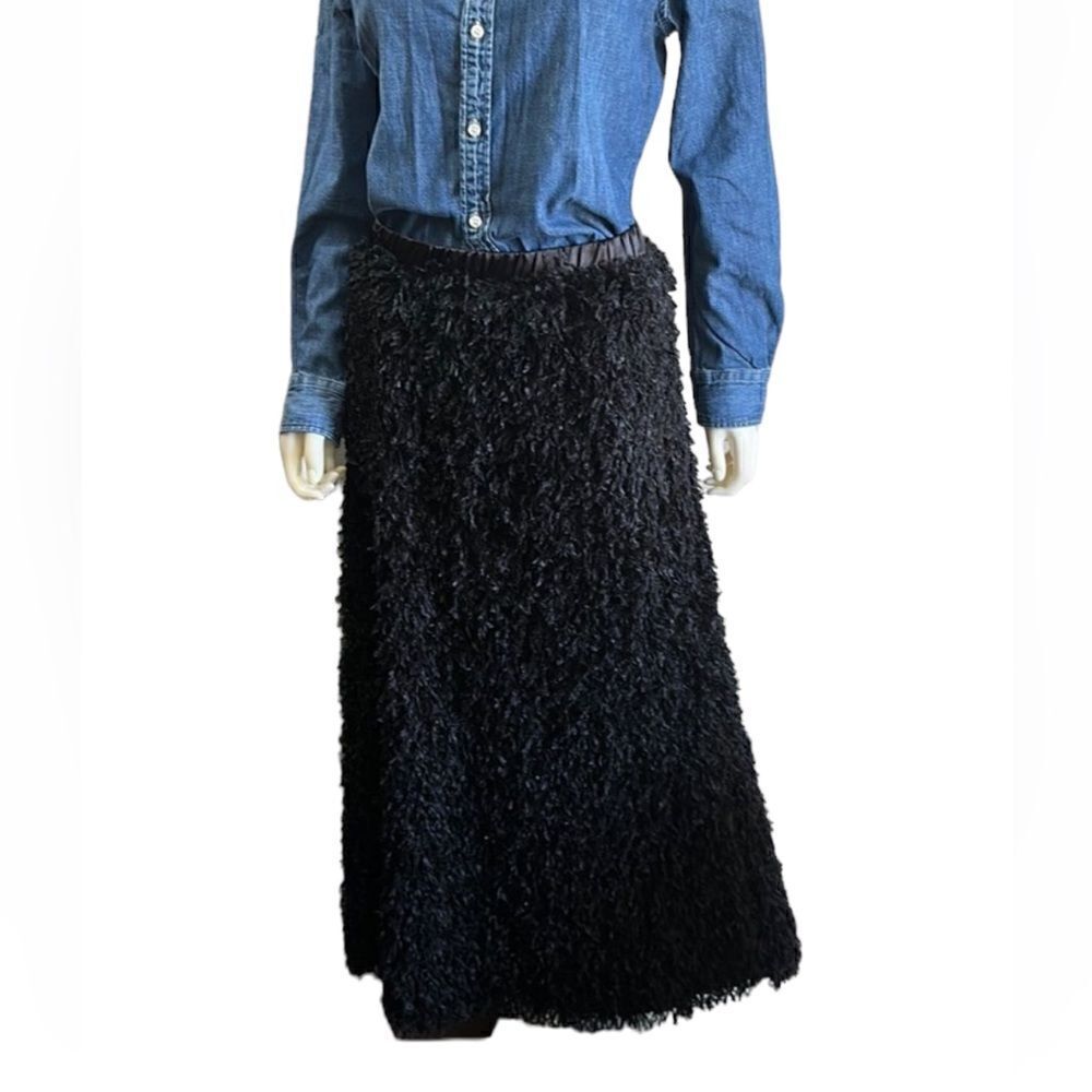 Anthropologie Black Faux Feathered Skirt